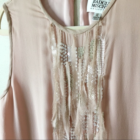 NWT {Badgley Mischka} 100% Silk Blouse Blush XL - Picture 3 of 8